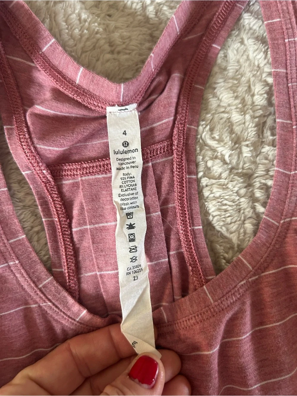 lululemon athletica Mauve Striped Racerback Tank